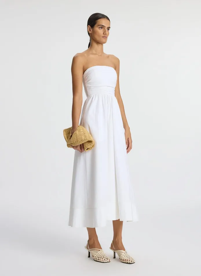 Women Tate Strapless Midi Dress White ALC Dresses