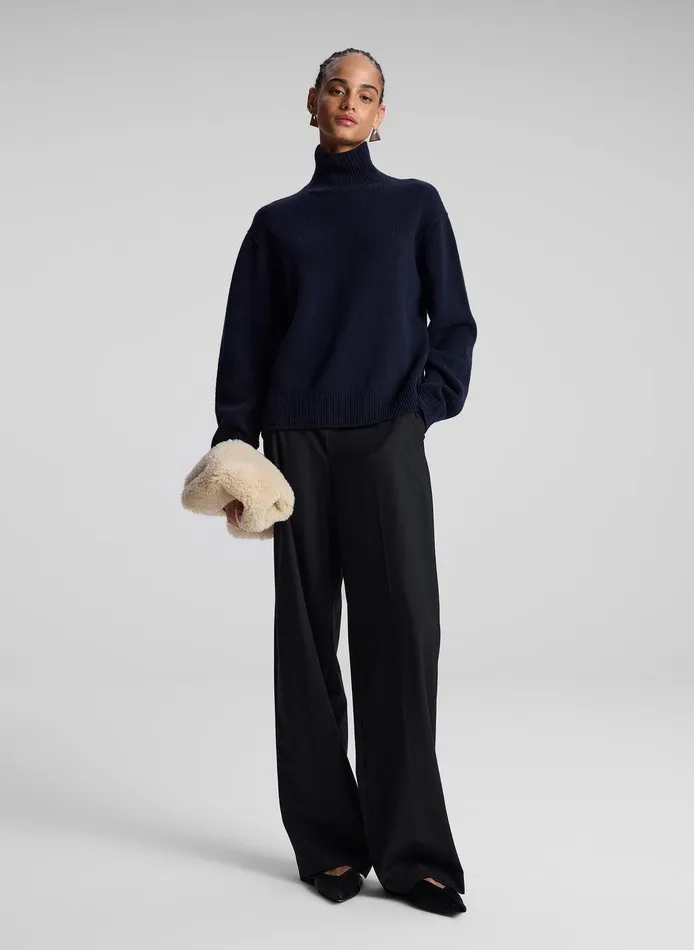 Women Teddy Cashmere Turtleneck Sweater Navy ALC Sweaters