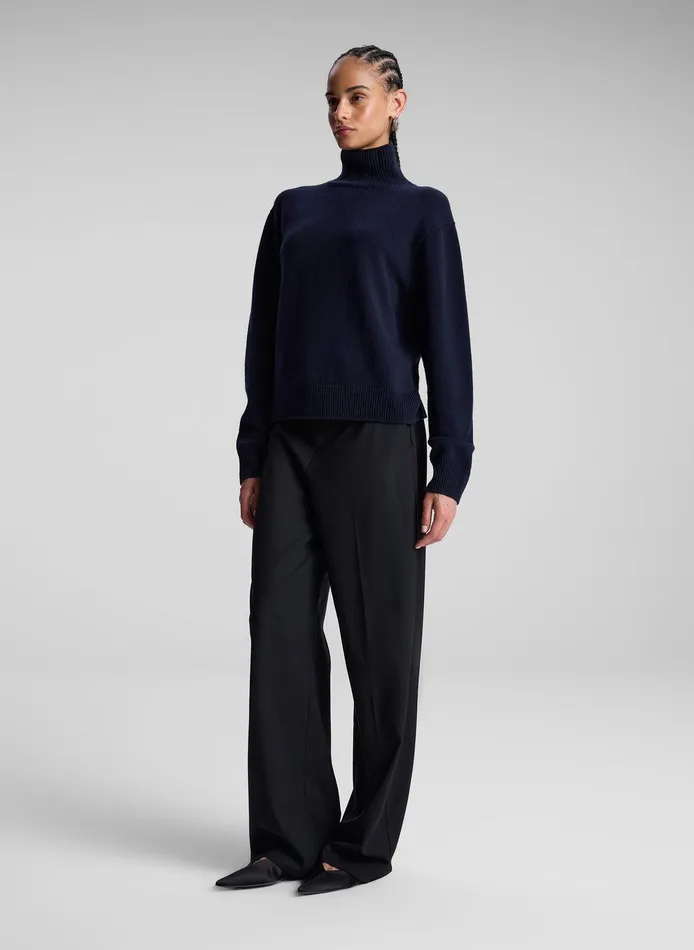Women Teddy Cashmere Turtleneck Sweater Navy ALC Sweaters