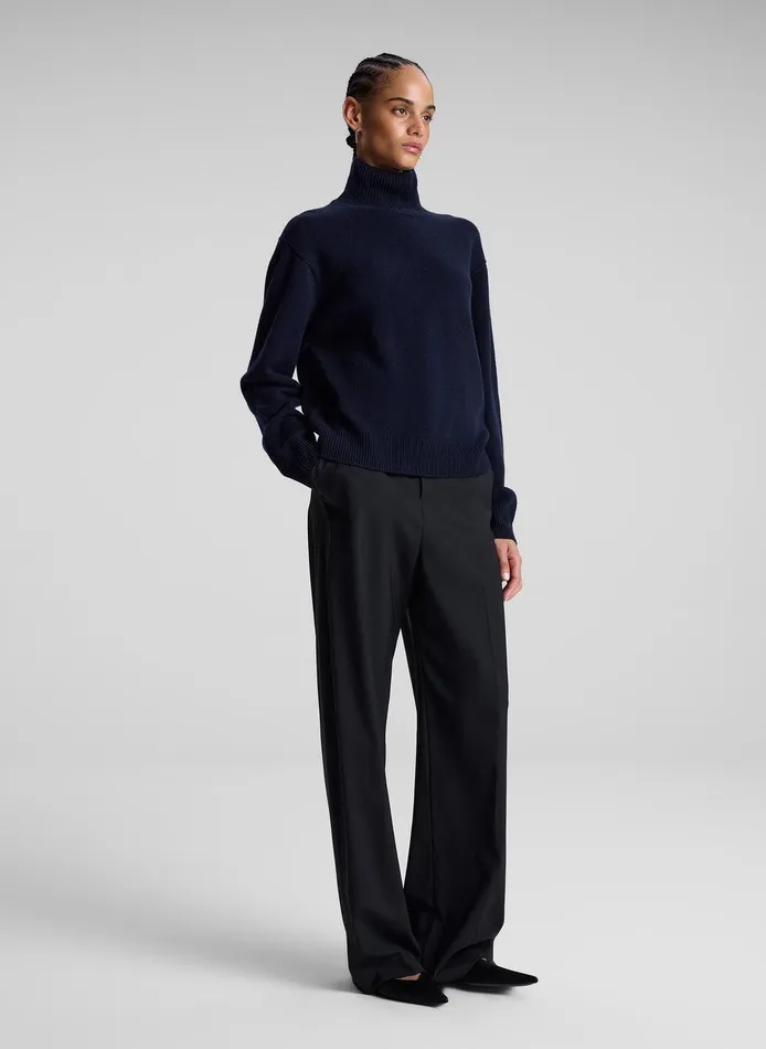 Women Teddy Cashmere Turtleneck Sweater Navy ALC Sweaters