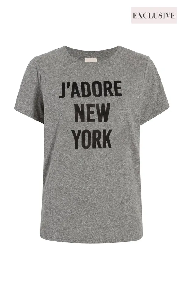 Women Tees and Pullovers Cinq Sept J039adore New York Tee Heather Greyblack