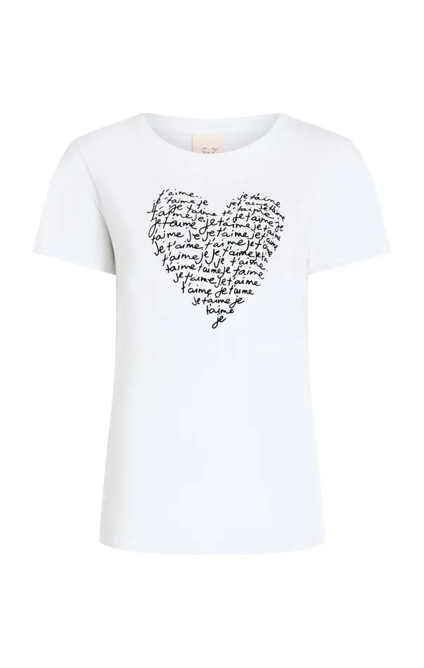 Women Tees and Pullovers Cinq Sept Je T039aime Heart Tee Whiteblack