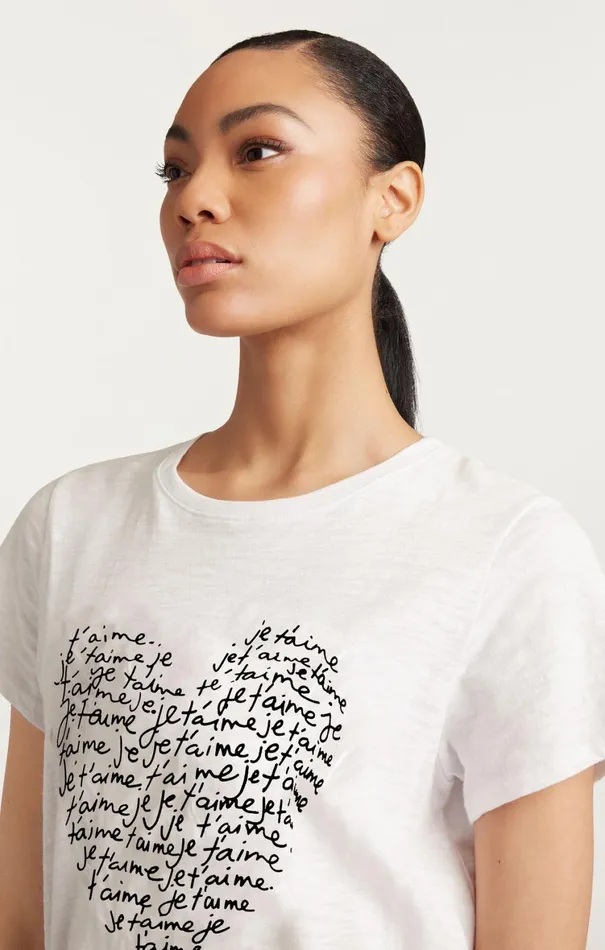 Women Tees and Pullovers Cinq Sept Je T039aime Heart Tee Whiteblack