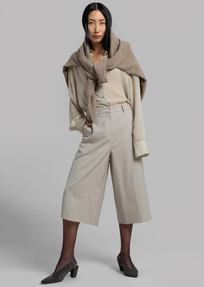 Women Tessa Wool Bermuda 8211 Beige The Frankie Shop Bottoms