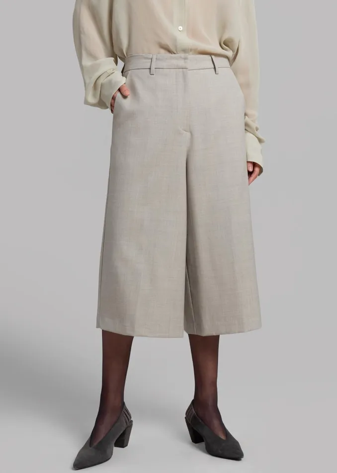 Women Tessa Wool Bermuda 8211 Beige The Frankie Shop Bottoms