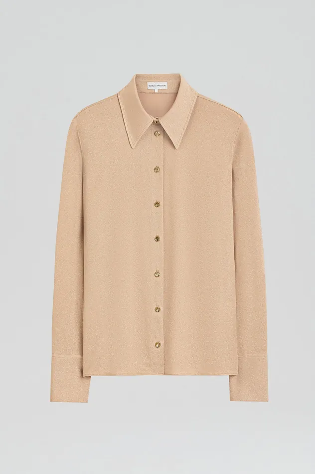 Women TINSEL SHIRT CHAMPAGNE Tops Scanlan Theodore Women TINSEL SHIRT CHAMPAGNE Tops Scanlan Theodore