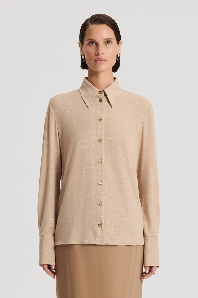 Women TINSEL SHIRT CHAMPAGNE Tops Scanlan Theodore Women TINSEL SHIRT CHAMPAGNE Tops Scanlan Theodore