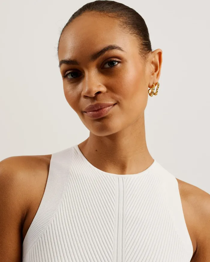 Women TIRSSO 8211 Floral Wide Leg Jumpsuit With Knit Bodice White Ted Baker Jumpsuits and Playsuits