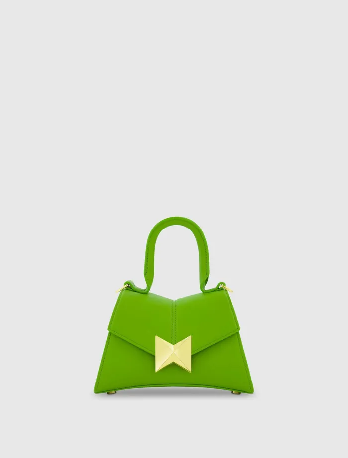 Women Top Handle Bags Mac Duggal Angular Mini Leather Handbag With Gold Hardware Pear