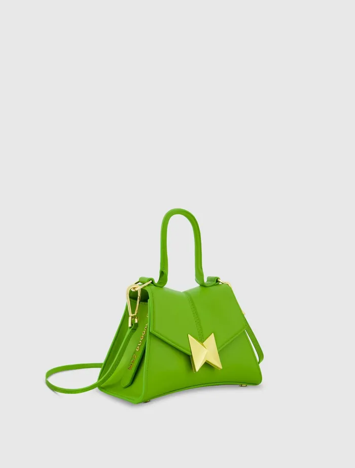 Women Top Handle Bags Mac Duggal Angular Mini Leather Handbag With Gold Hardware Pear