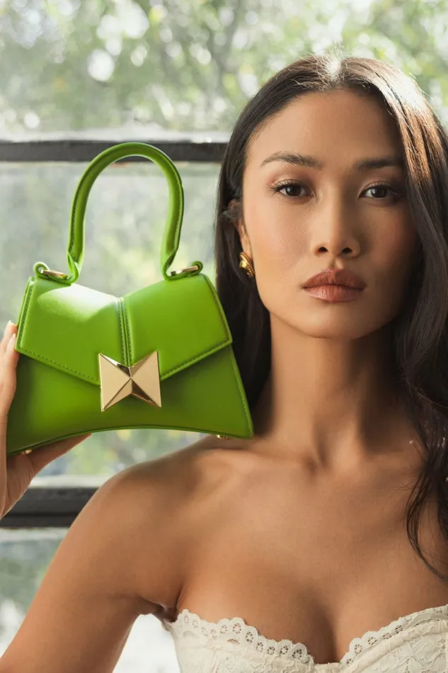 Women Top Handle Bags Mac Duggal Angular Mini Leather Handbag With Gold Hardware Pear