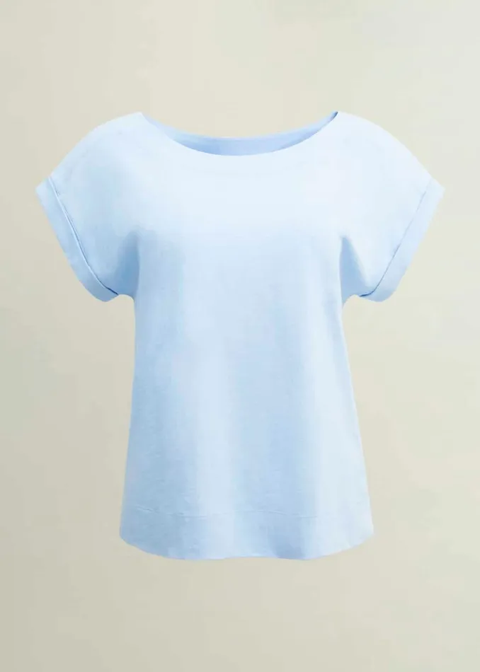Women Tops Hobbs Alycia Cotton Slub TShirt Pale Blue
