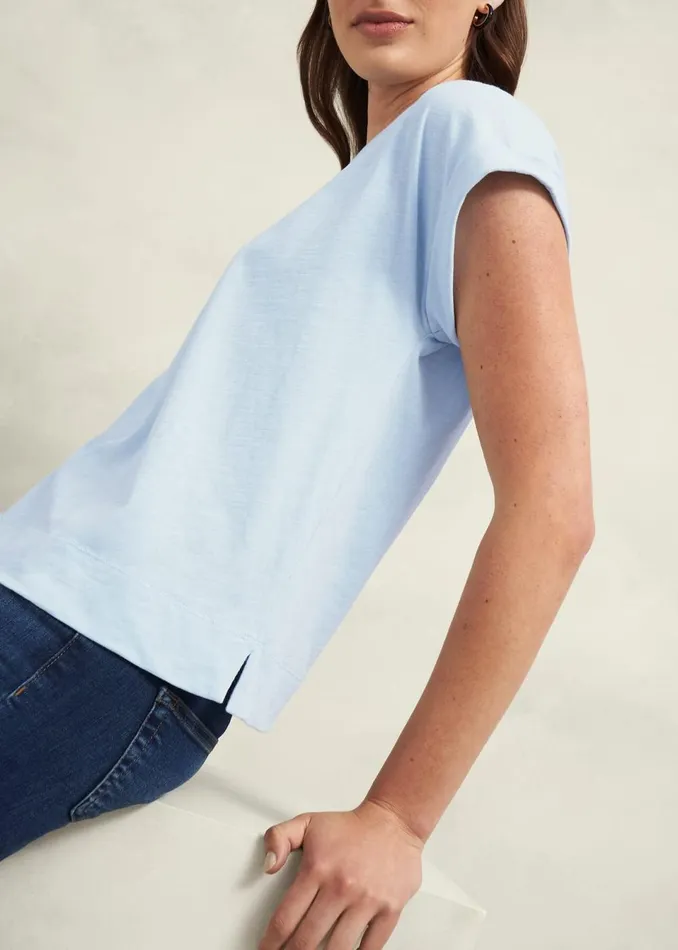Women Tops Hobbs Alycia Cotton Slub TShirt Pale Blue