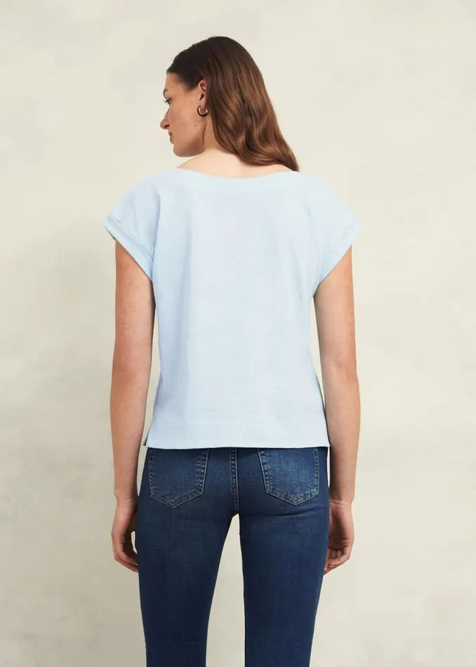 Women Tops Hobbs Alycia Cotton Slub TShirt Pale Blue