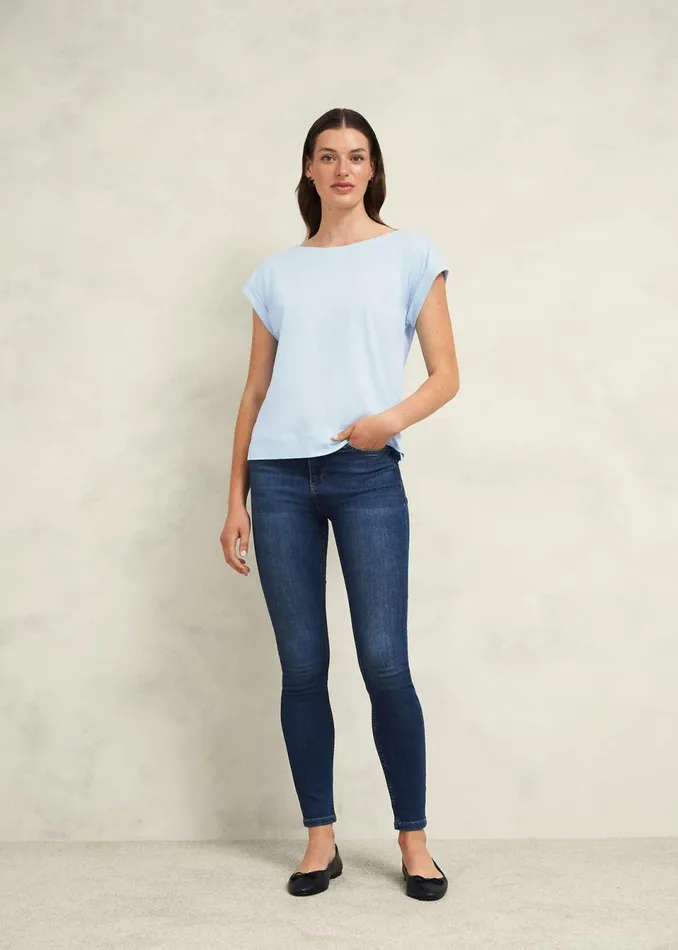Women Tops Hobbs Alycia Cotton Slub TShirt Pale Blue