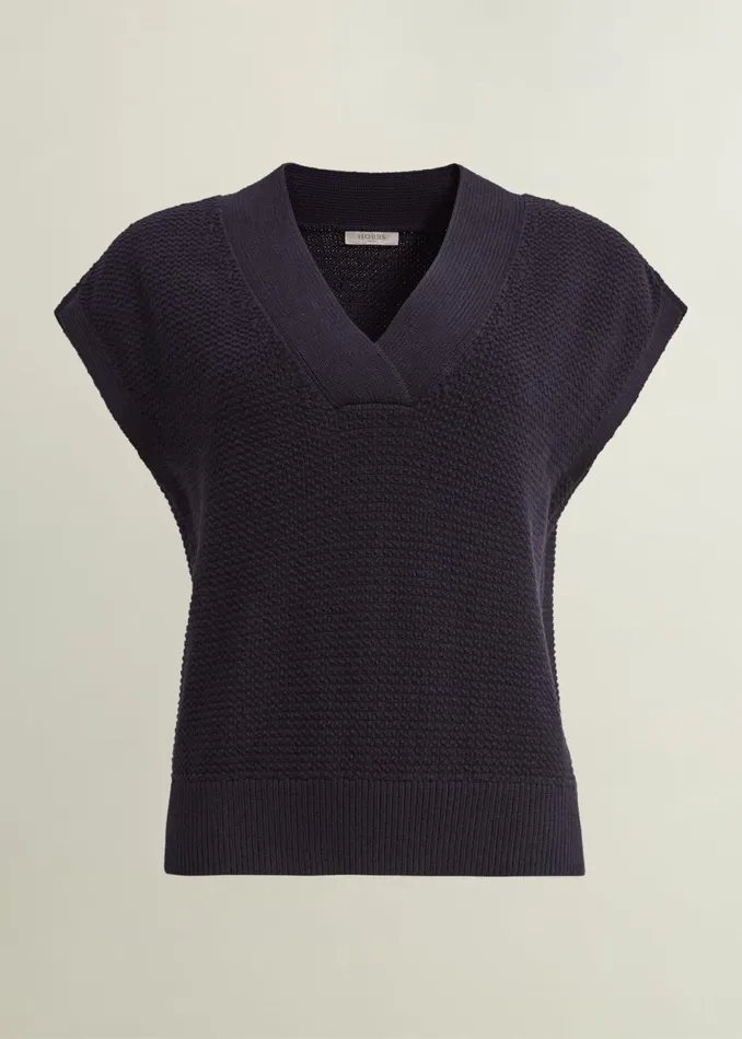 Women Tops Hobbs Ariel Cotton Knitted Top Hobbs Navy