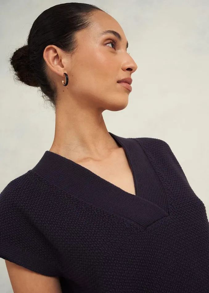 Women Tops Hobbs Ariel Cotton Knitted Top Hobbs Navy