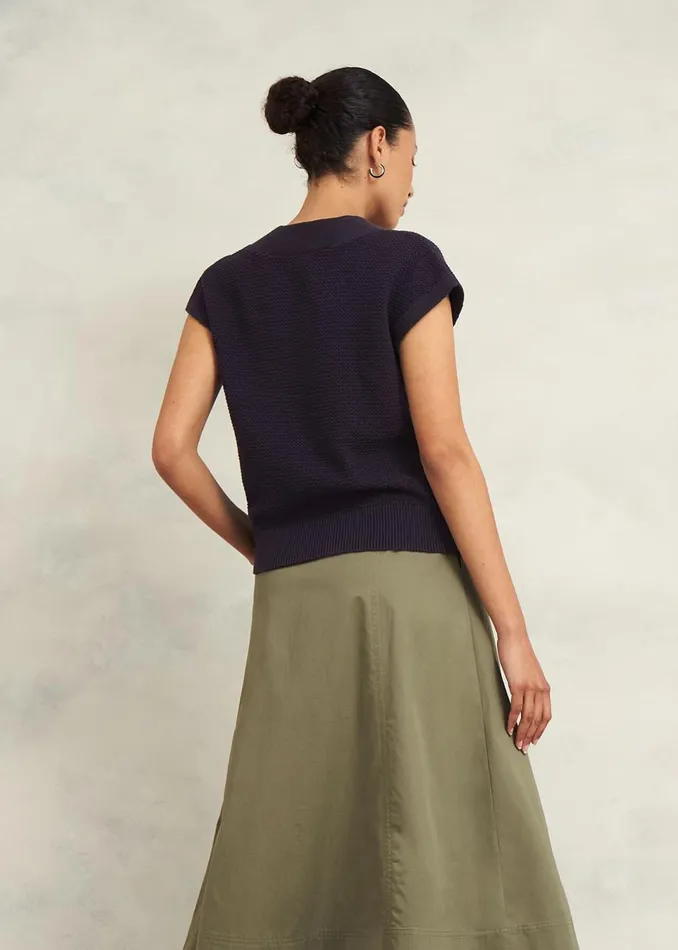 Women Tops Hobbs Ariel Cotton Knitted Top Hobbs Navy