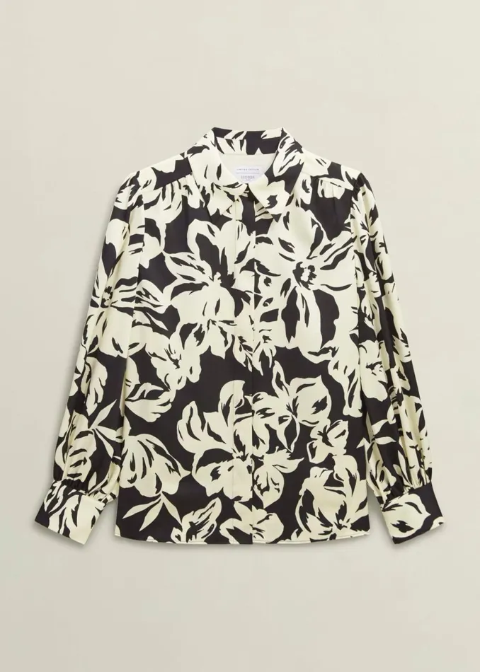 Women Tops Hobbs Askham Shirt Black Cream