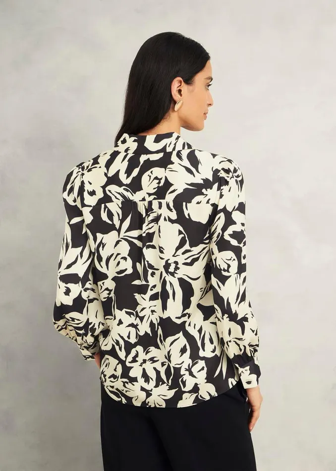 Women Tops Hobbs Askham Shirt Black Cream