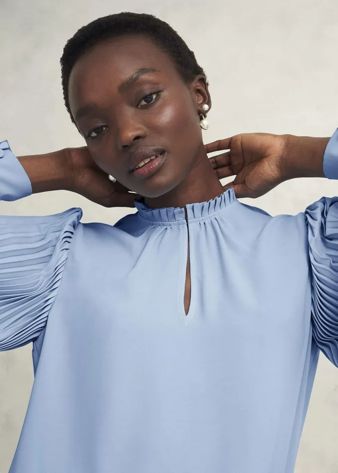 Women Tops Hobbs Carrie Blouse Powder Blue