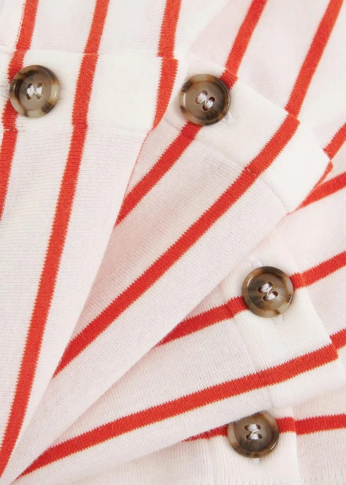 Women Tops Hobbs Katie Cotton Button Back Top White Red
