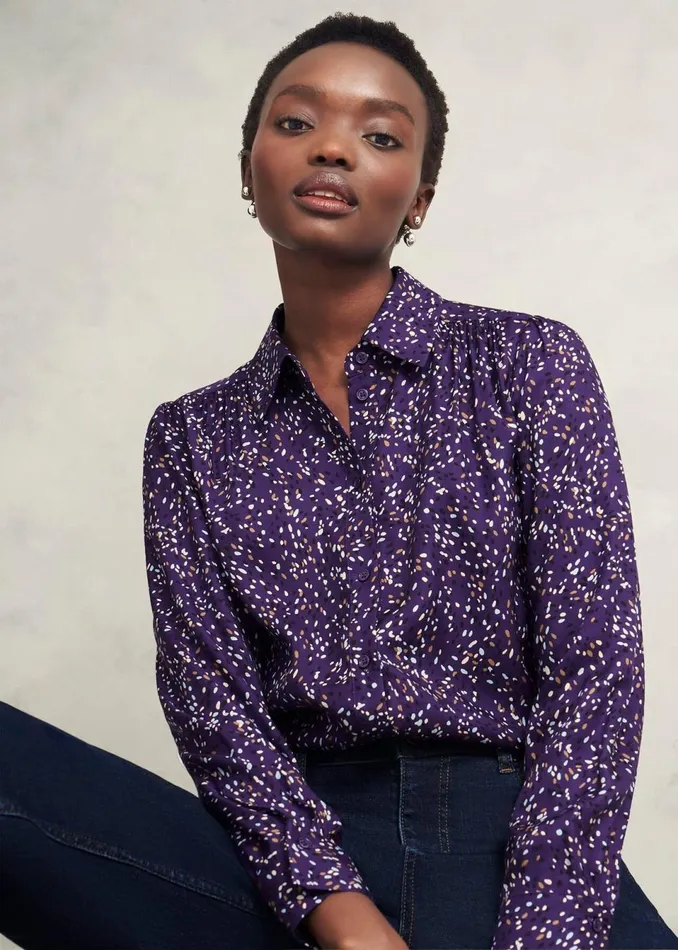 Women Tops Hobbs Kirsty Shirt Purple Multi
