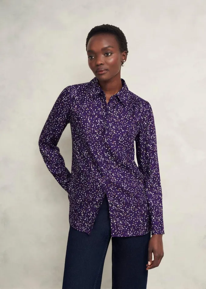 Women Tops Hobbs Kirsty Shirt Purple Multi