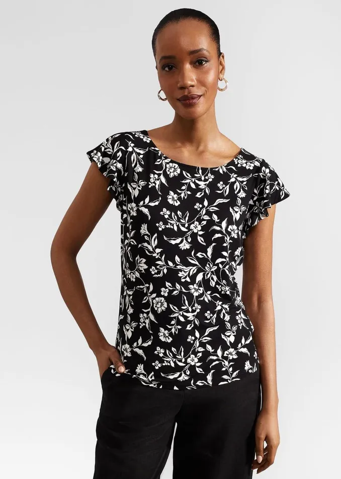 Women Tops Hobbs Nessie Printed Top Black Ivory
