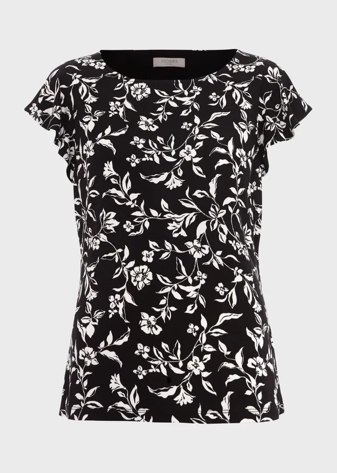 Women Tops Hobbs Nessie Printed Top Black Ivory