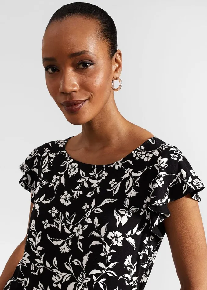 Women Tops Hobbs Nessie Printed Top Black Ivory
