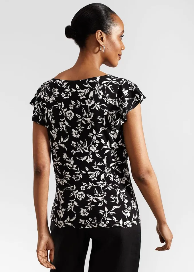 Women Tops Hobbs Nessie Printed Top Black Ivory