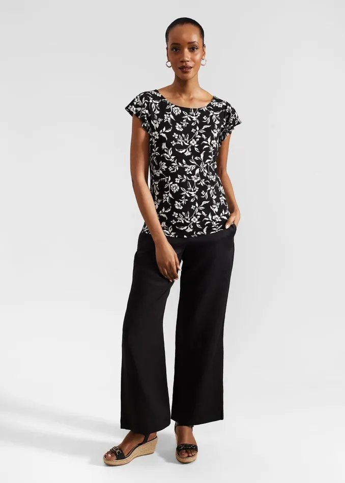 Women Tops Hobbs Nessie Printed Top Black Ivory