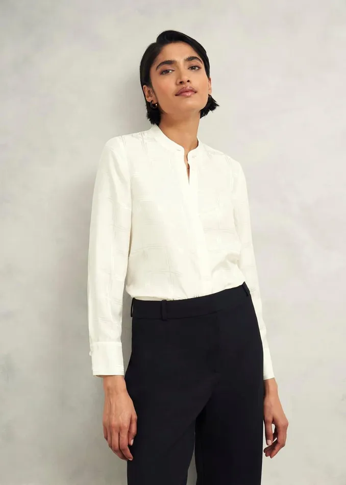 Women Tops Hobbs Sloane Silk Blouse Ivory