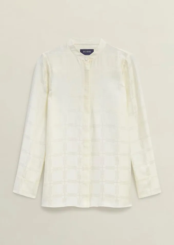 Women Tops Hobbs Sloane Silk Blouse Ivory