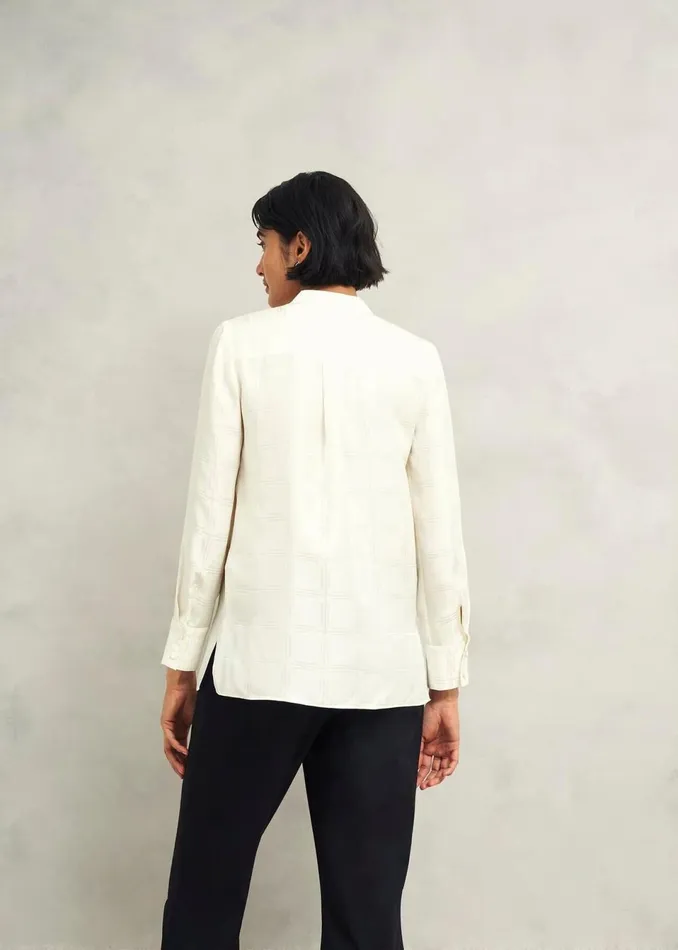 Women Tops Hobbs Sloane Silk Blouse Ivory