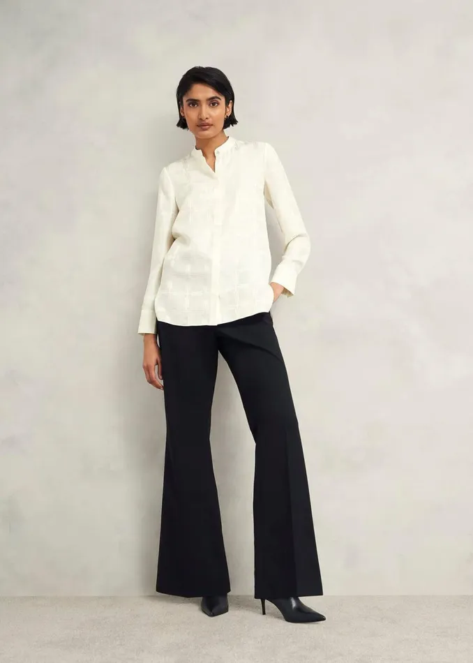 Women Tops Hobbs Sloane Silk Blouse Ivory