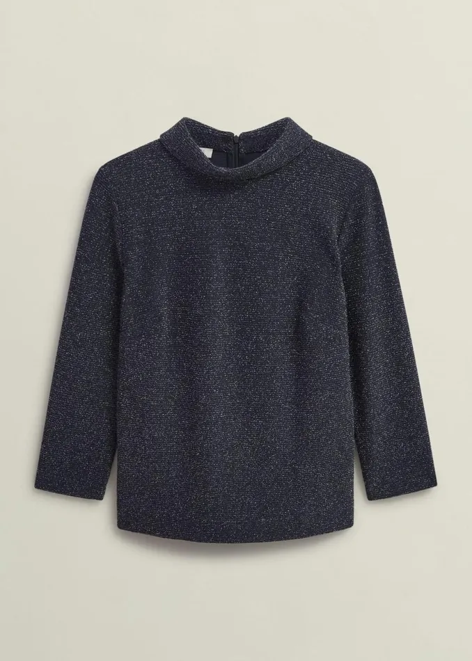 Women Tops Hobbs Tali Sparkle Top Black Silver