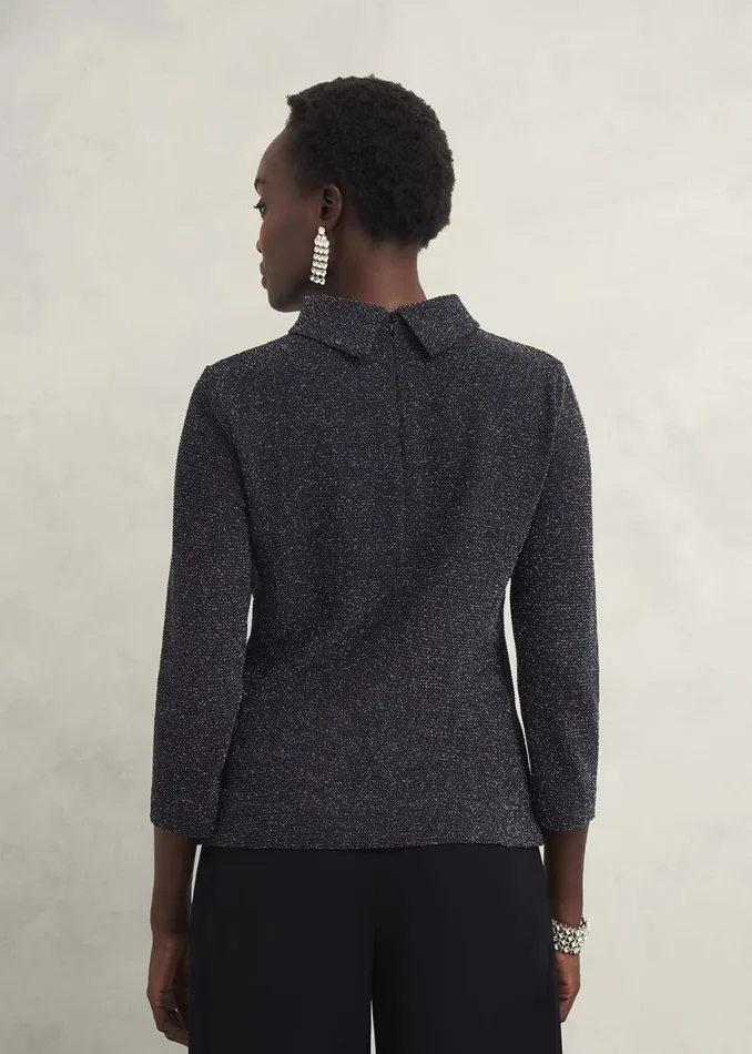 Women Tops Hobbs Tali Sparkle Top Black Silver