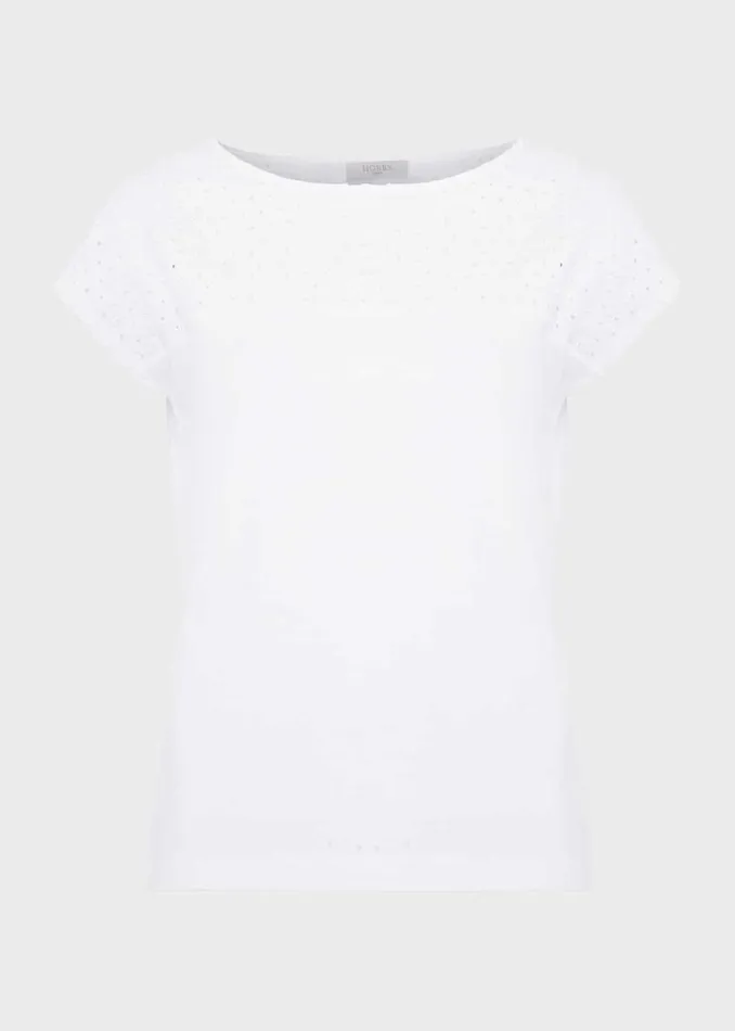 Women Tops Hobbs Thea Cotton Broderie Top White