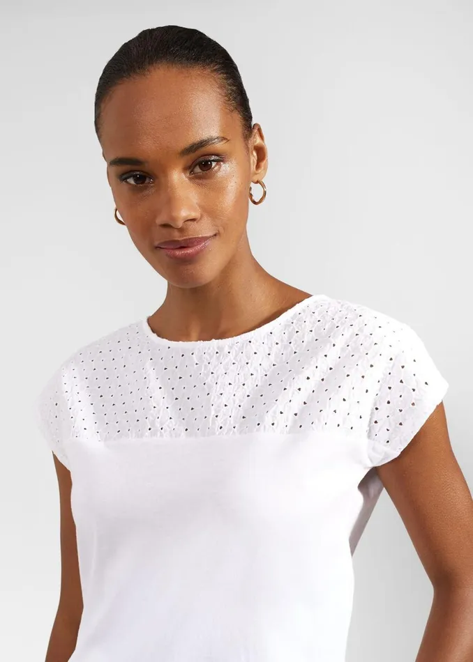 Women Tops Hobbs Thea Cotton Broderie Top White