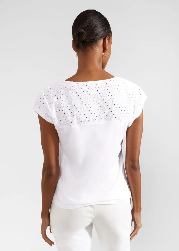 Women Tops Hobbs Thea Cotton Broderie Top White