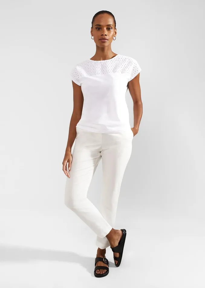 Women Tops Hobbs Thea Cotton Broderie Top White