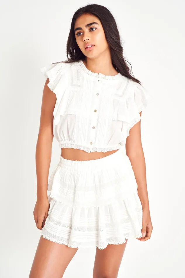 Women Tops LoveShackFancy Nora Heritage Top Antique White
