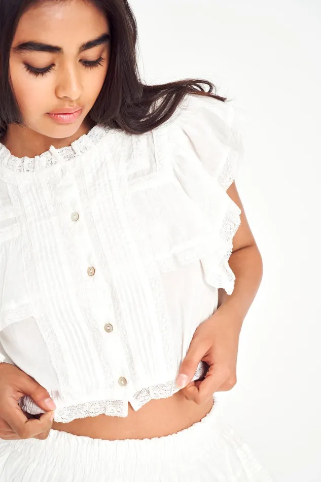 Women Tops LoveShackFancy Nora Heritage Top Antique White