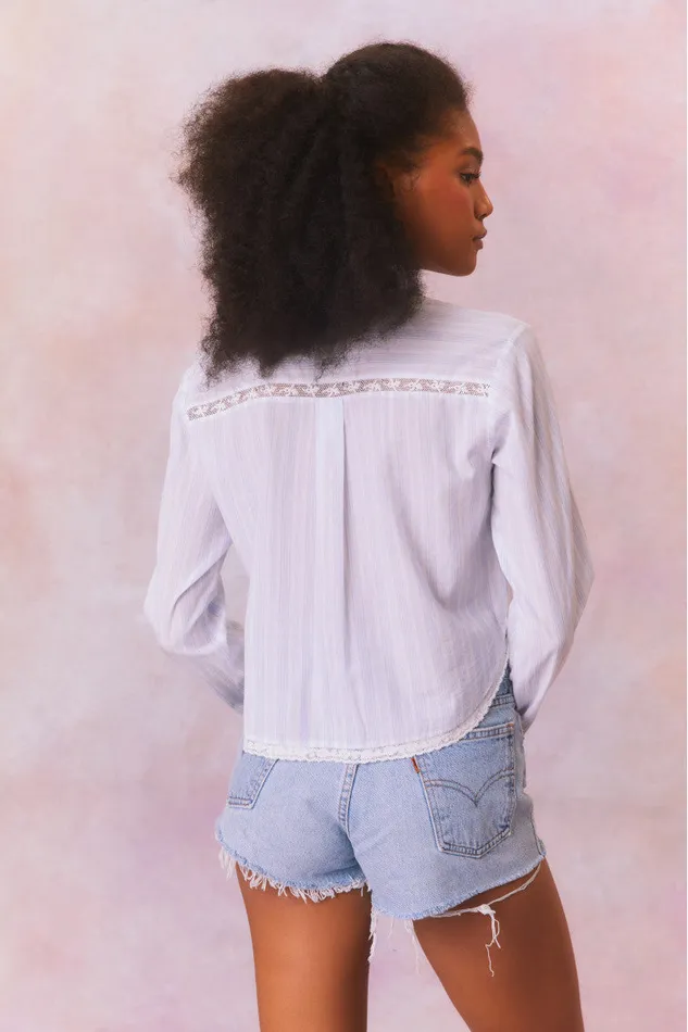 Women Tops LoveShackFancy Rosaway Cotton Stripe Top Vintage Voyage