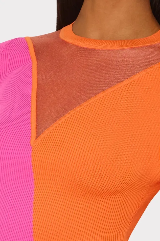 Women Tops Milly Color Block Sheer Graphic Crewneck Coralpink Women Tops Milly Color Block Sheer Graphic Crewneck Coralpink