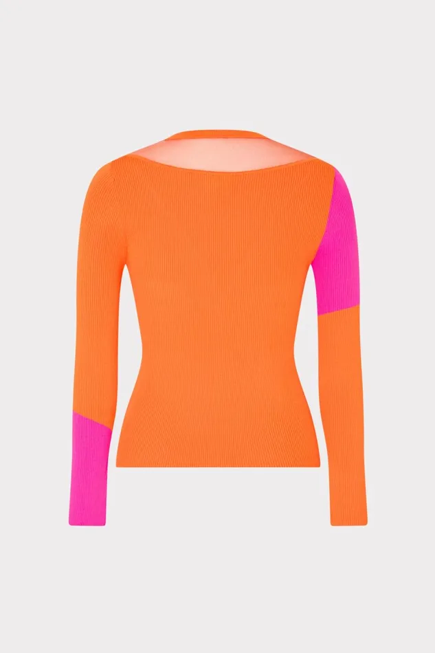 Women Tops Milly Color Block Sheer Graphic Crewneck Coralpink Women Tops Milly Color Block Sheer Graphic Crewneck Coralpink