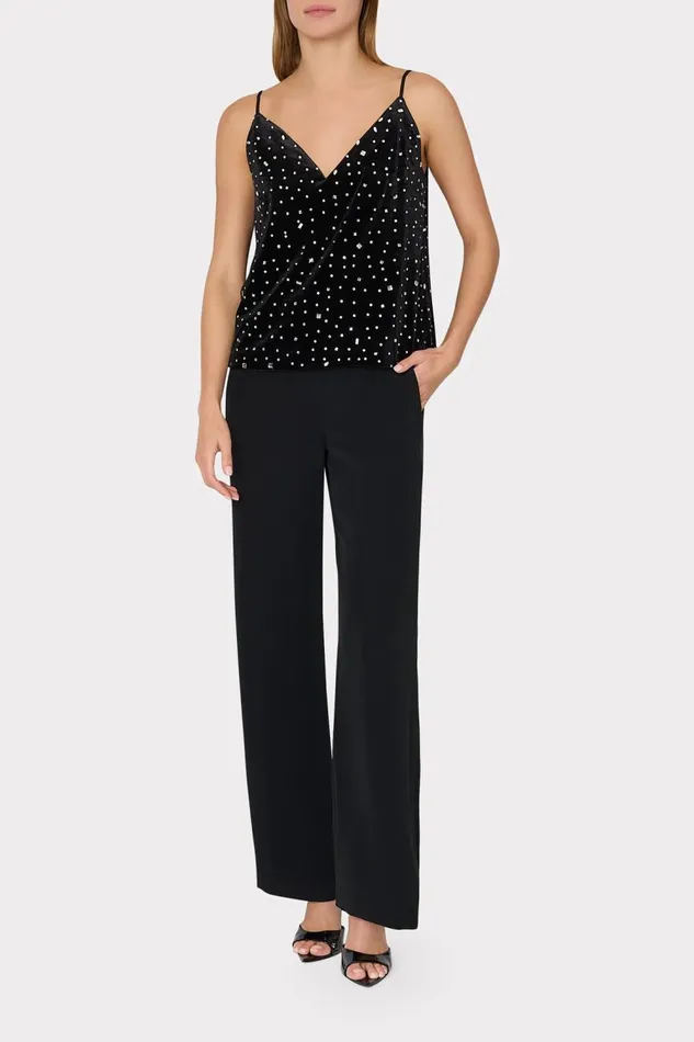 Women Tops Milly Izzy Velvet Crystal Embellished Cami Blacksilver