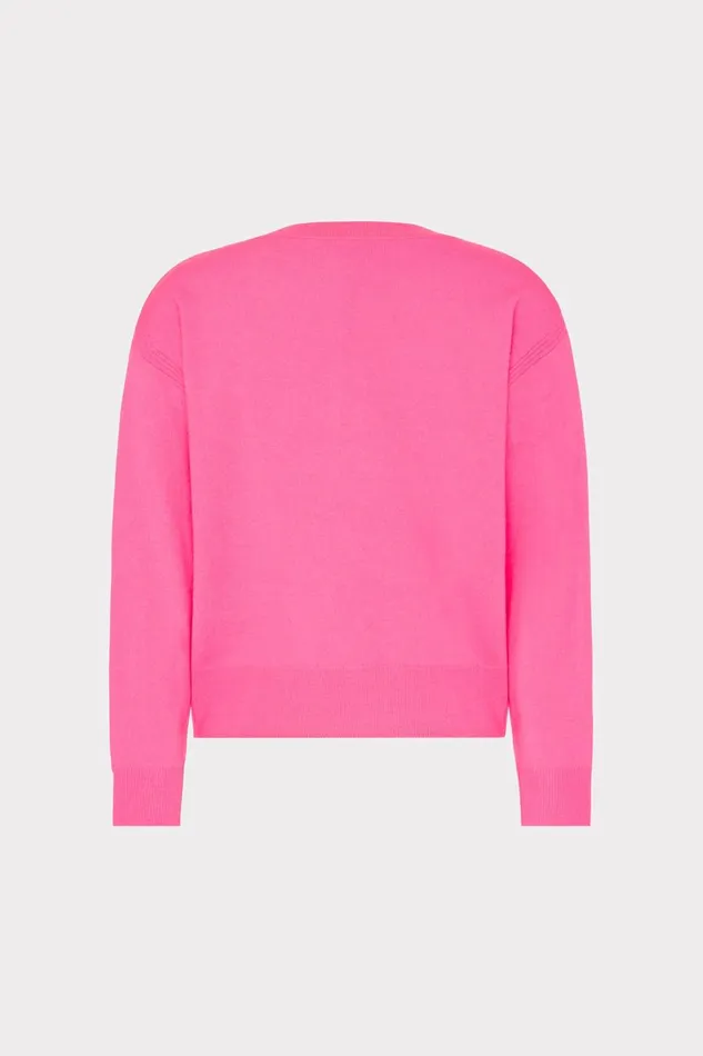 Women Tops Milly Kalia Crystal VNeck Sweater Milly Pink Women Tops Milly Kalia Crystal VNeck Sweater Milly Pink